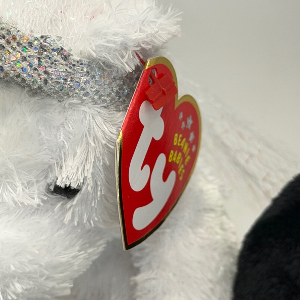 Ty Beanie Babies Bride and Groom Wedding Bear Set White Black Plush NWT 2002 - Picture 5 of 11